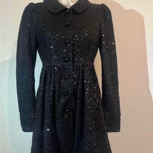 Vintage Y2K Betsey Johnson black sequin show coat.